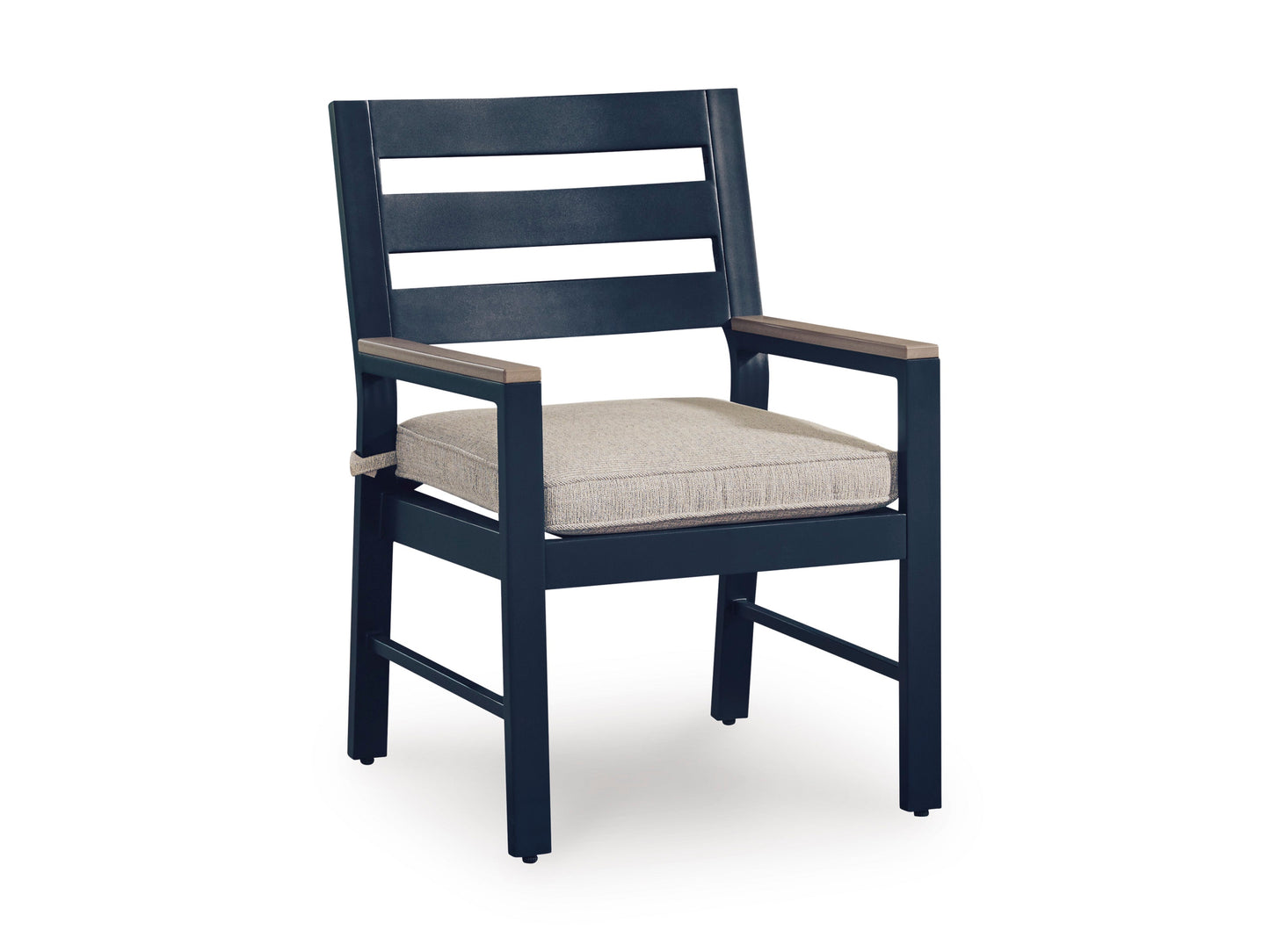 East Beach Navy Blue/Driftwood Arm Chair With Cushion (Set of 2)- Viva Furn