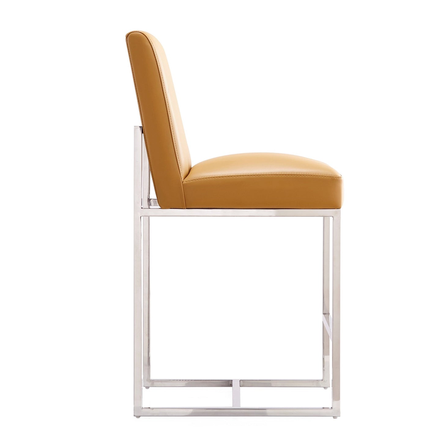 Element Faux Leather Counter Stool in Camel and Polished Chrome (set of 3) - Ornate Home