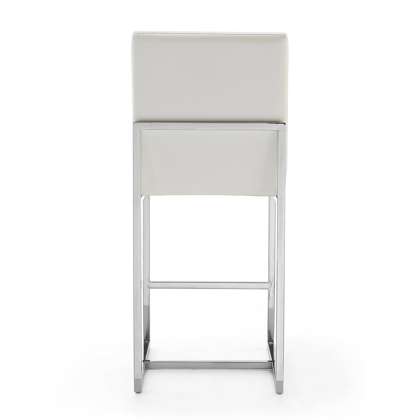 Element Faux Leather Counter Stool in Pearl White and Polished Chrome (Set of 3) - Ornate Home