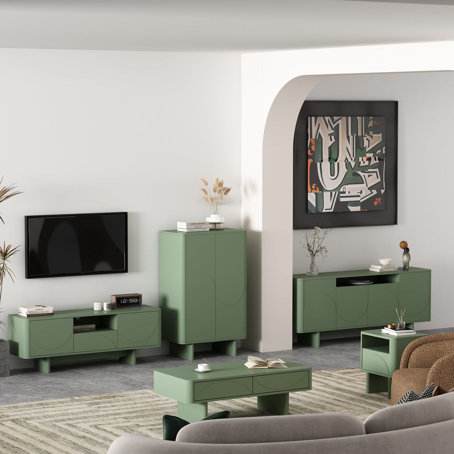 Ella 47.2" Coffee Table in Sage Green - Ornate Home