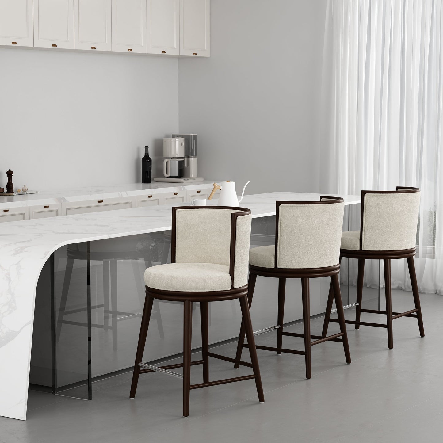 Evalyn Counter Stool in Cream - Ornate Home