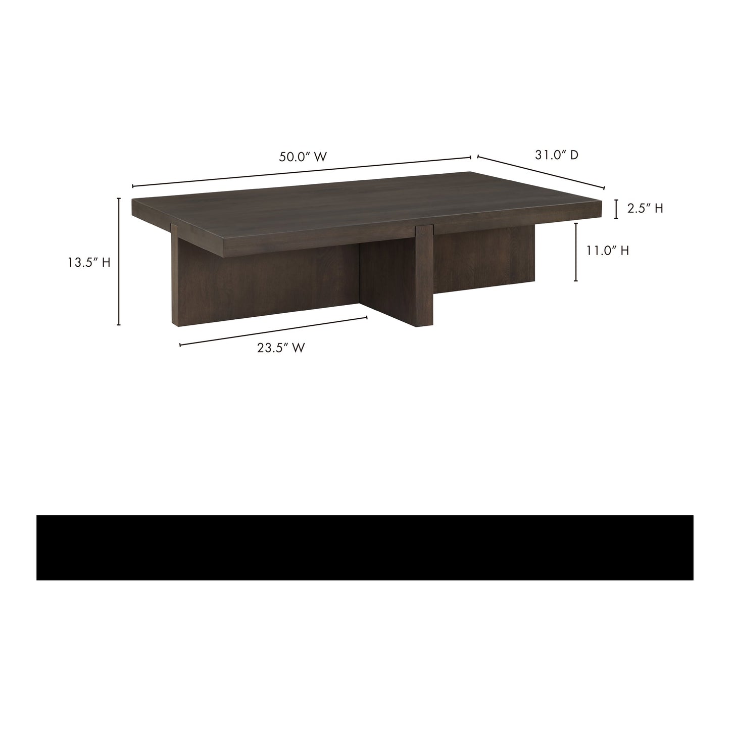 Folke Dark Brown Rectangular Coffee Table - Ornate Home