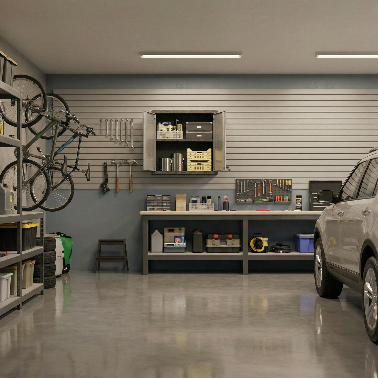 Fortress Floating Garage Cabinet in Grey - Ornate Home