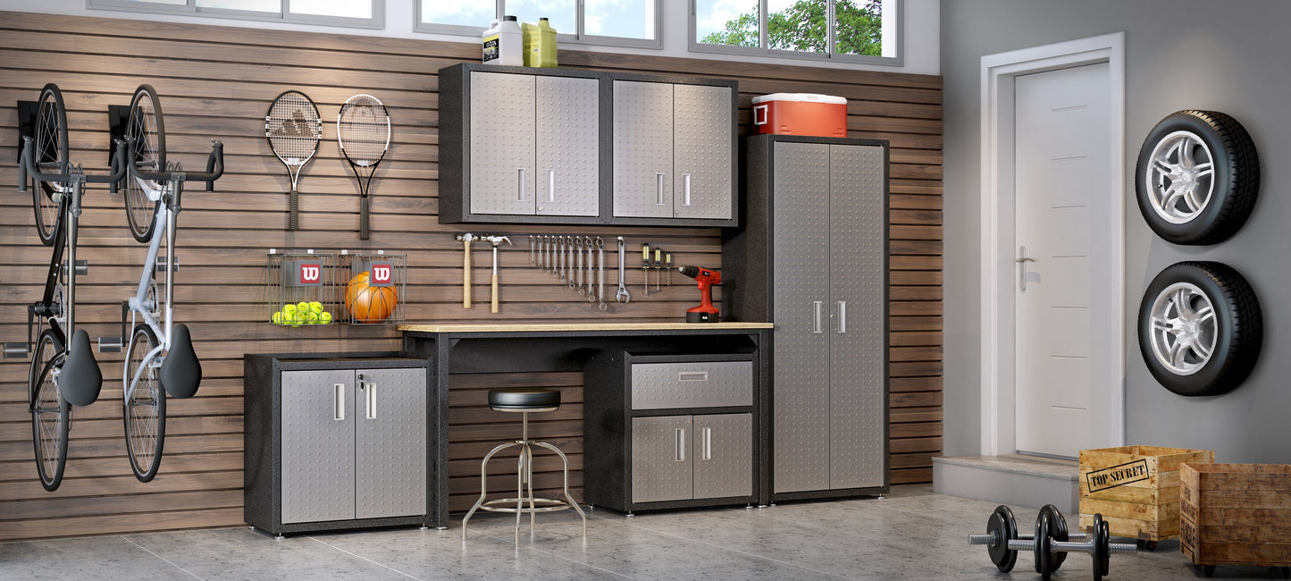 Fortress Floating Garage Cabinet in Grey (set of 2) - Ornate Home