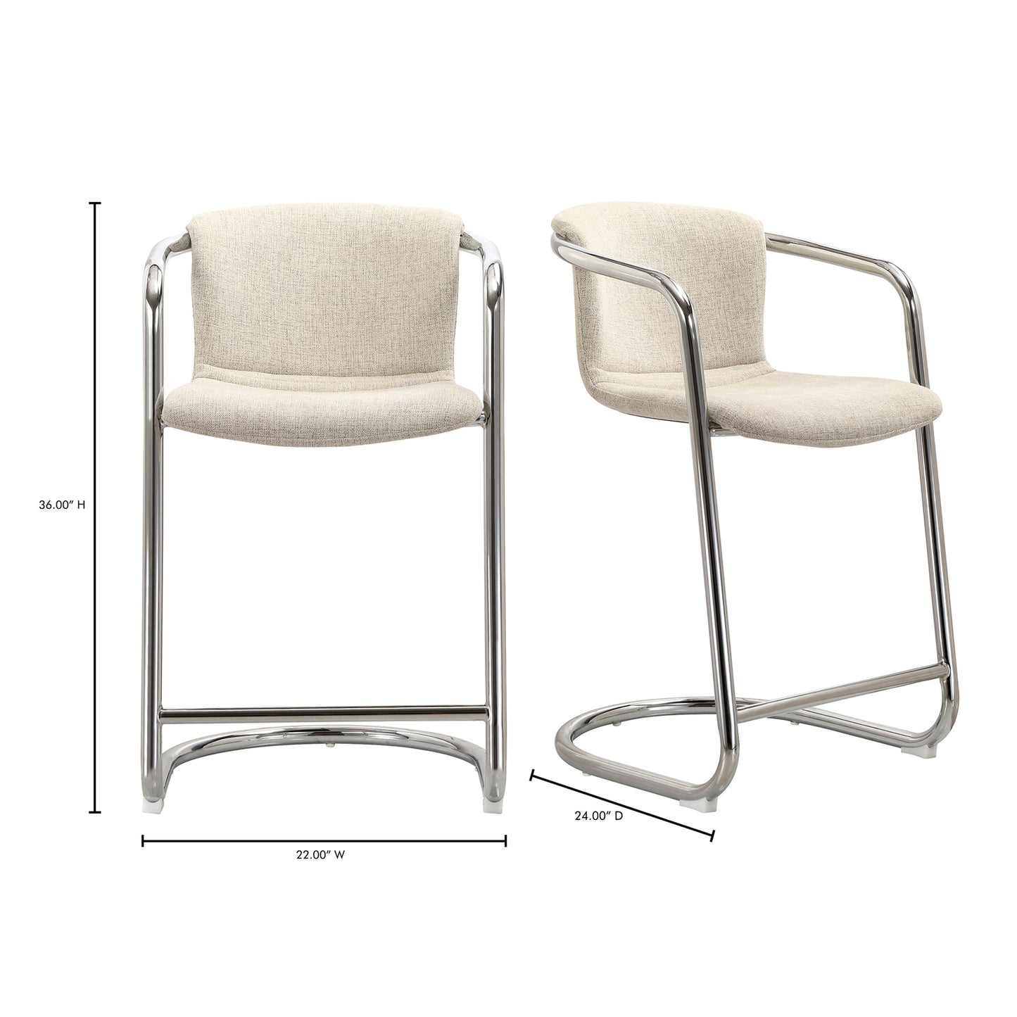 Freeman Chrome Frame Counter Stool (Set of 2) - Ornate Home