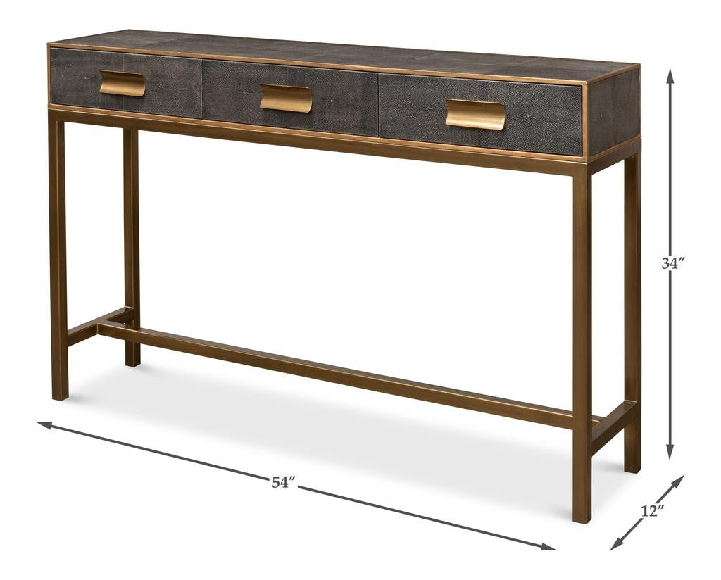 Gideon Shagreen Grey Console Table - Ornate Home