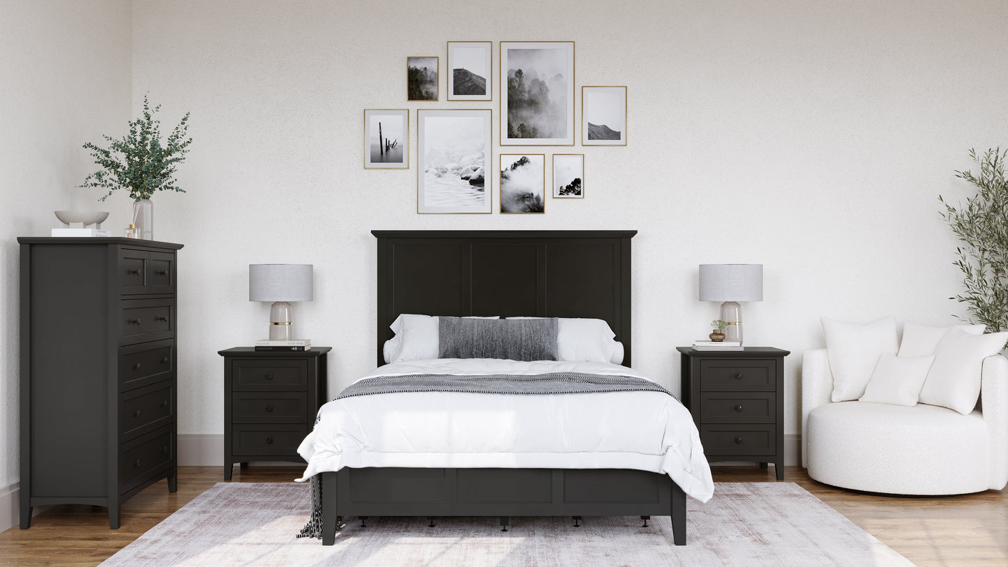 Grace Three Drawer Nightstand in Raven Black - Ornate Home
