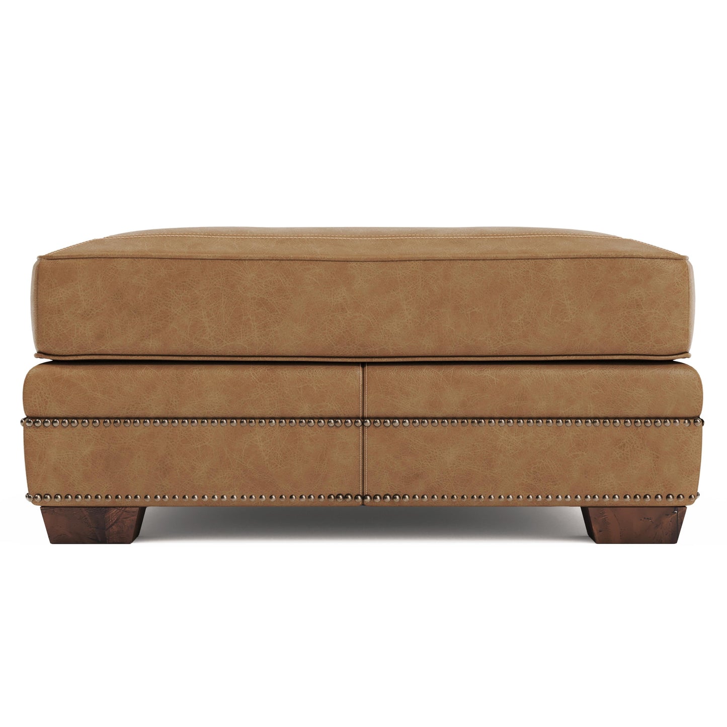 Grandview Brown Leather Ottoman - Ornate Home