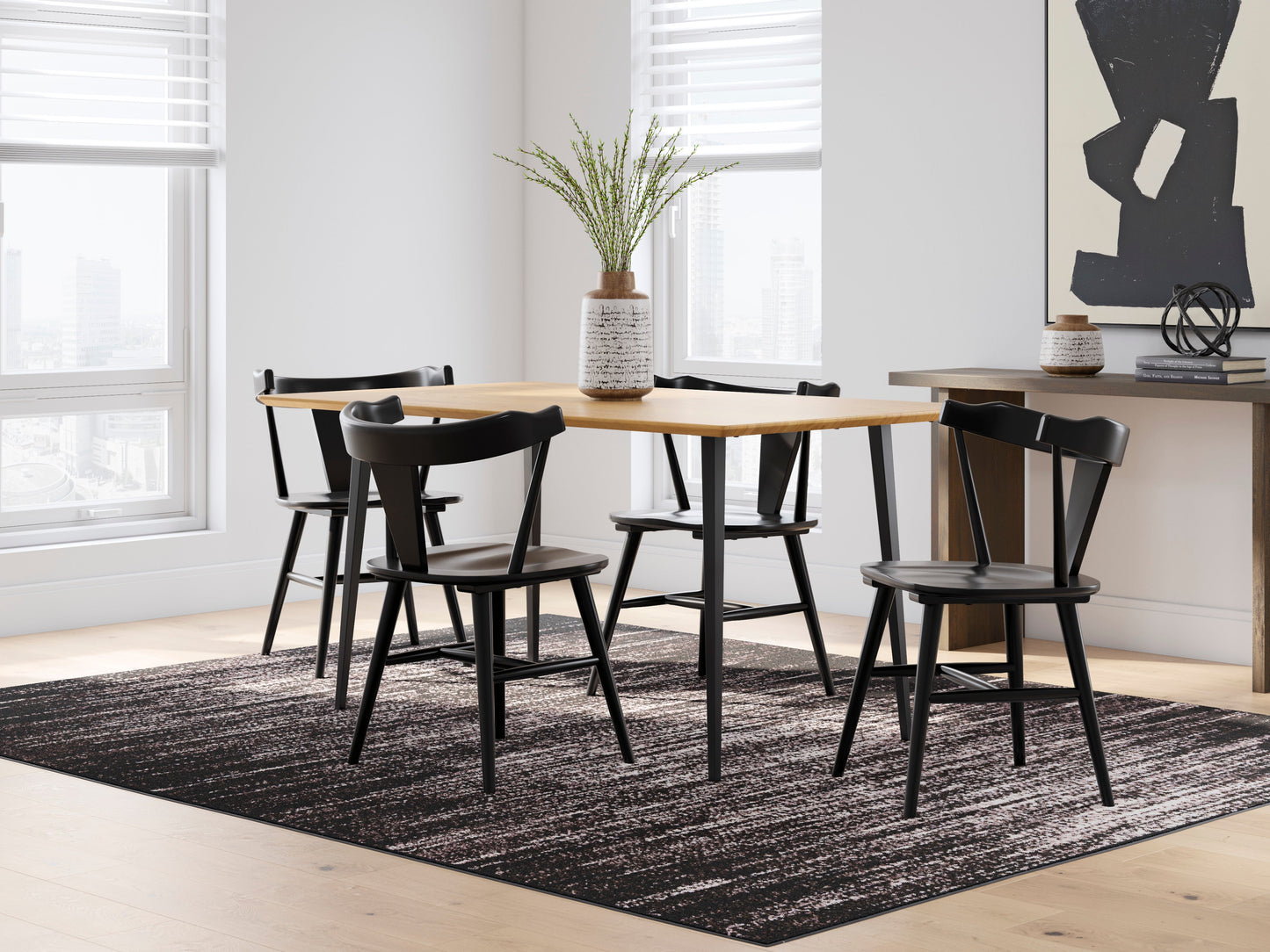 Gretlynn Black Rectangular Dining Room Table- Viva Furn