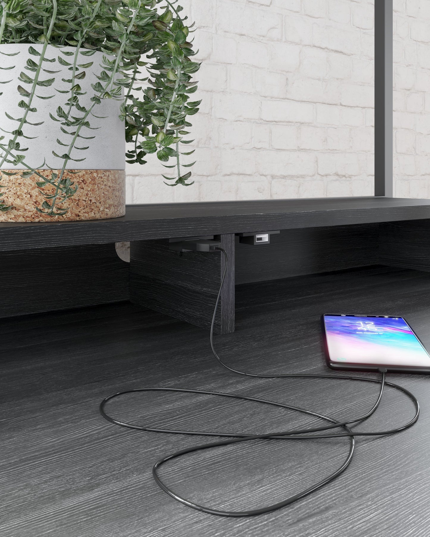 Yarlow Black 36" Home Office Desk with Shelf