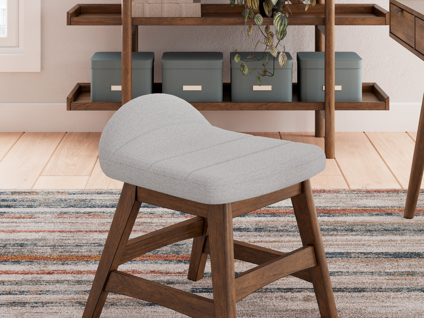 Lyncott Light Gray/Brown Home Office Desk Chair