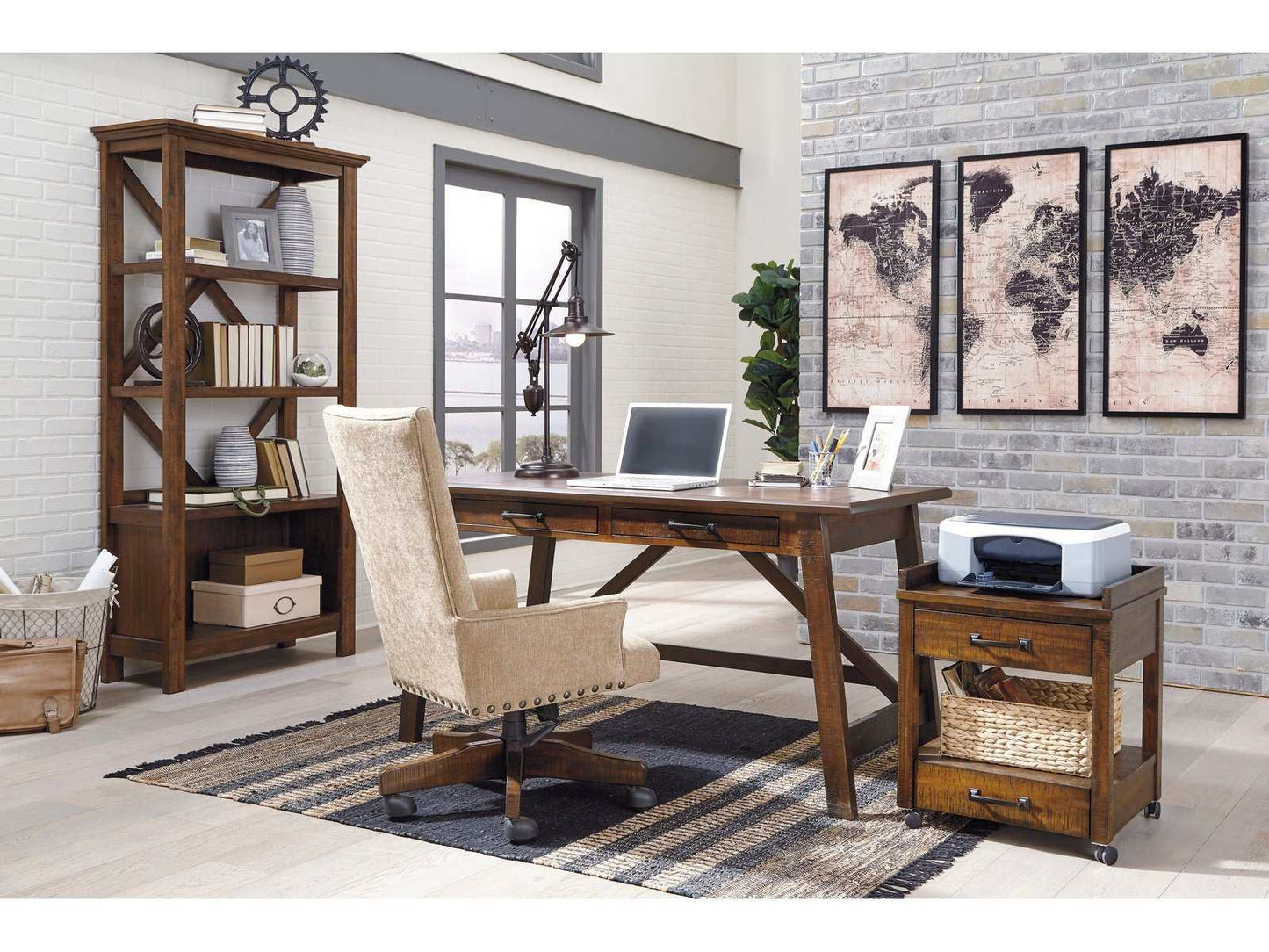 Baldridge Rustic Brown 75" Bookcase