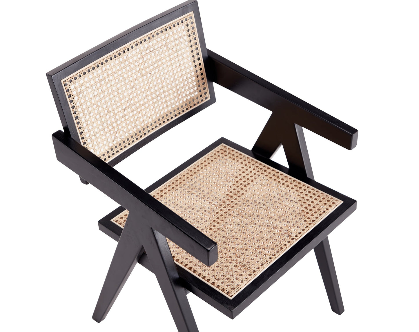 Hamlet Dining Arm Chair in Black and Natural Cane - Ornate Home