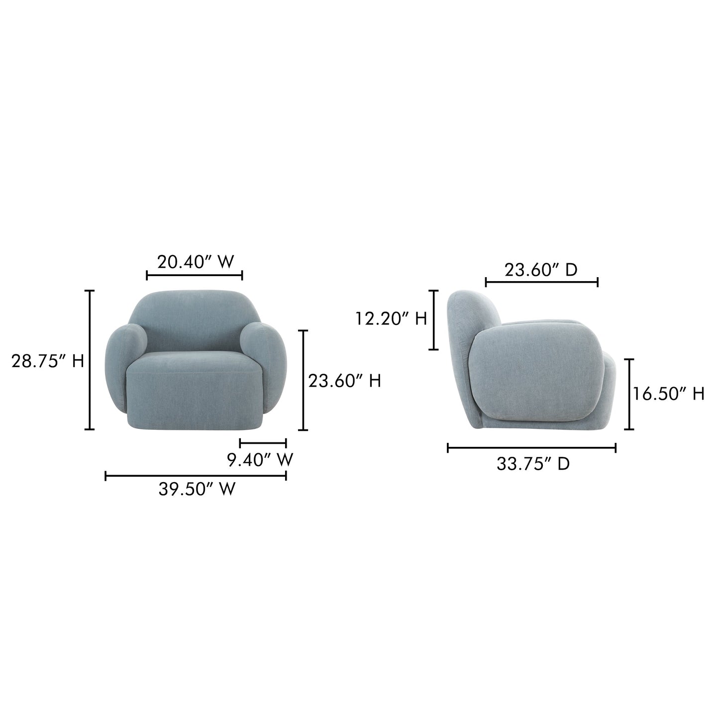 Hazel Light Blue Lounge Chair - Ornate Home
