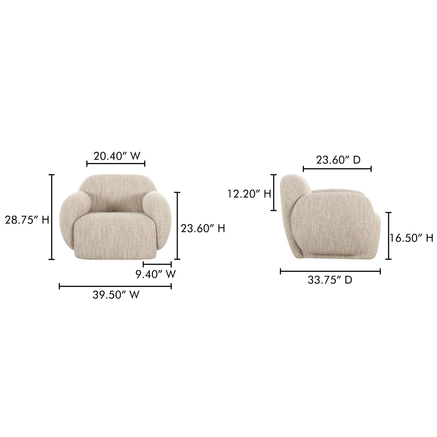 Hazel Off White Lounge Chair - Ornate Home