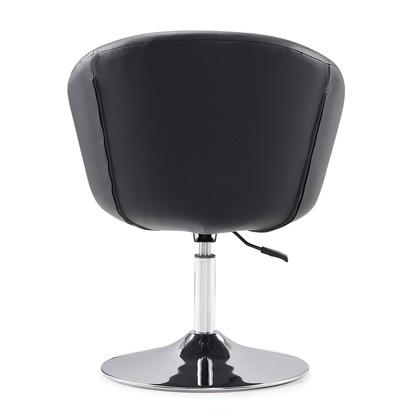 Hopper Swivel Adjustable Height Faux Leather Chair in Black and Polished Chrome (set of 2) - Ornate Home