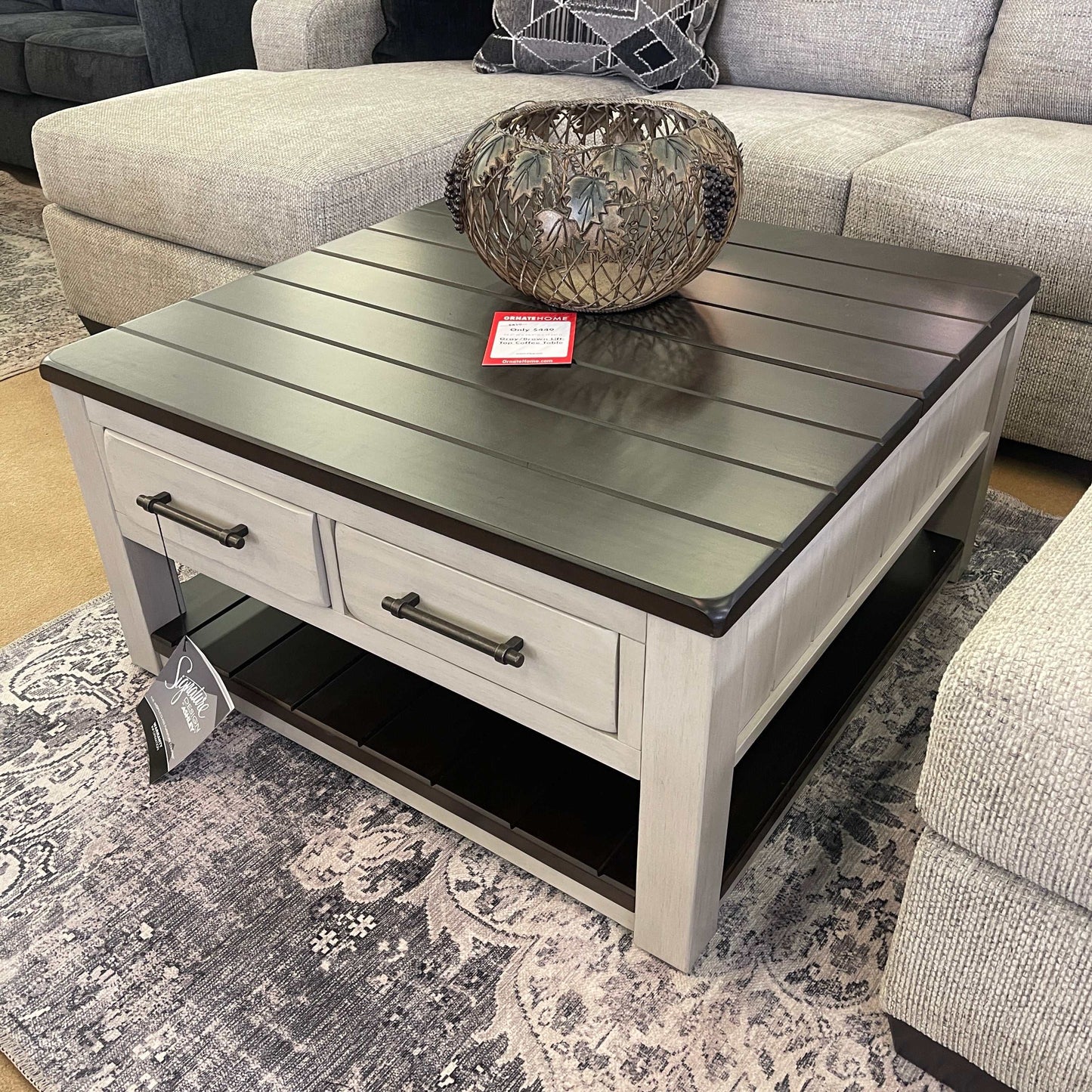Darborn Gray/Brown Lift-Top Coffee Table