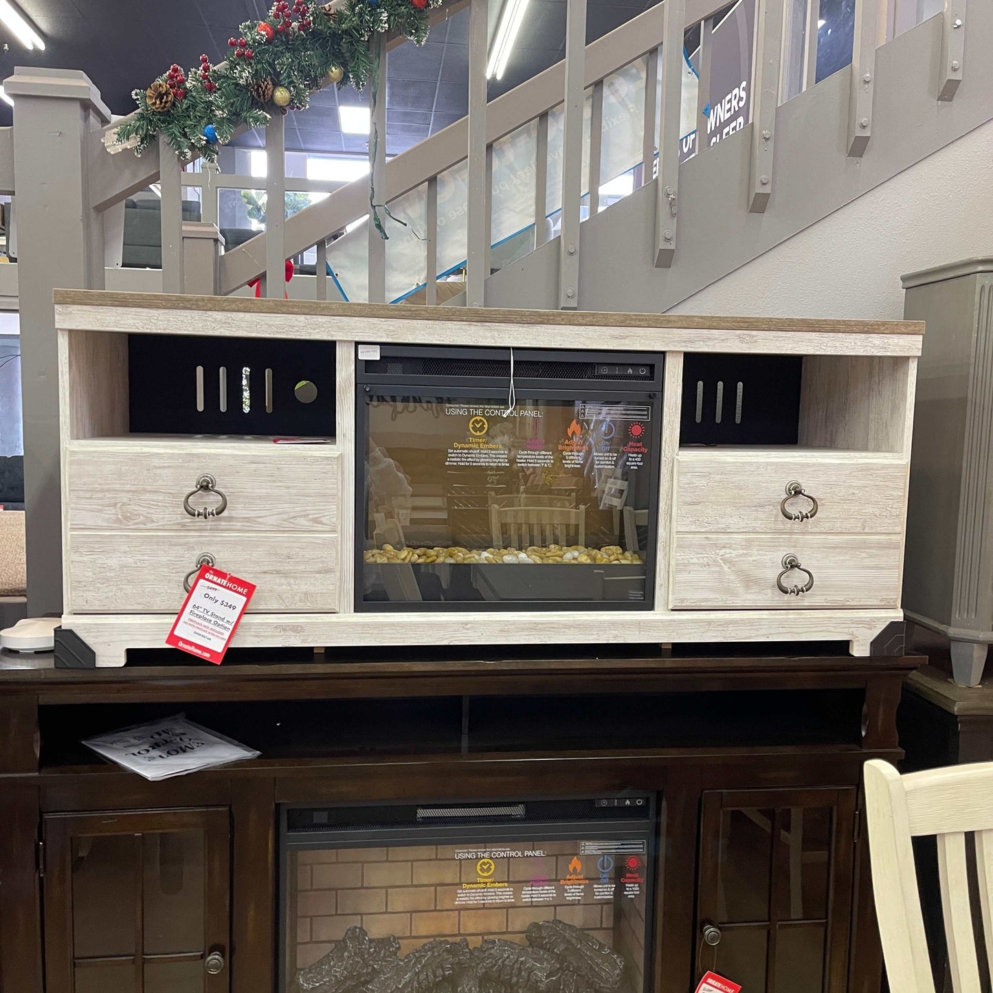 Willowton 64" TV Stand w/ Fireplace Option