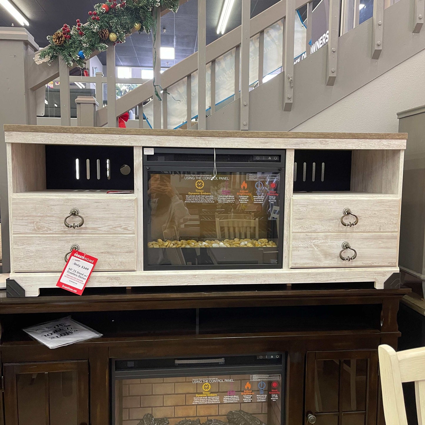 Willowton 64" TV Stand w/ Fireplace Option