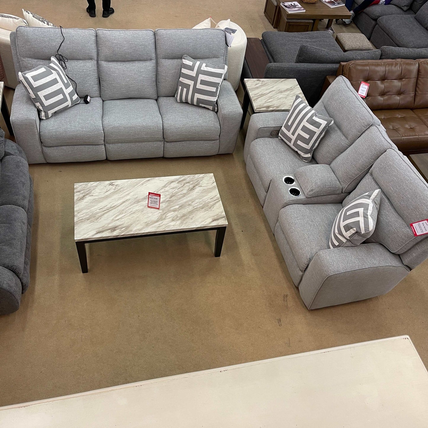 Biscoe Pewter Power Reclining Living Room Set / 2pc