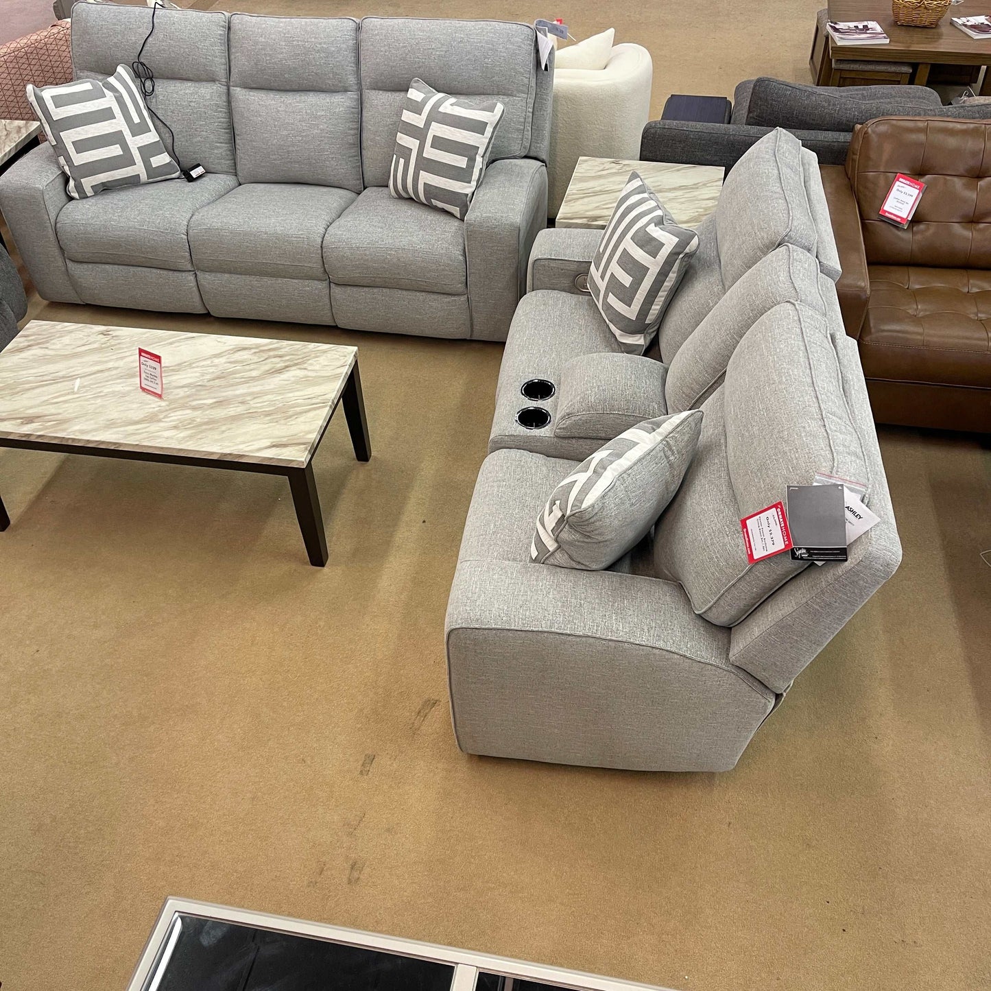 Biscoe Pewter Power Reclining Living Room Set / 2pc
