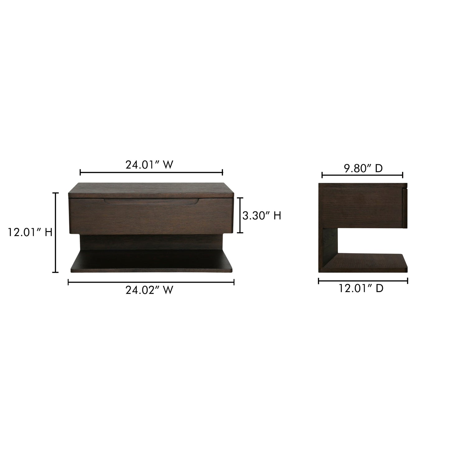 Jonah Dark Brown Floating Nightstand - Ornate Home
