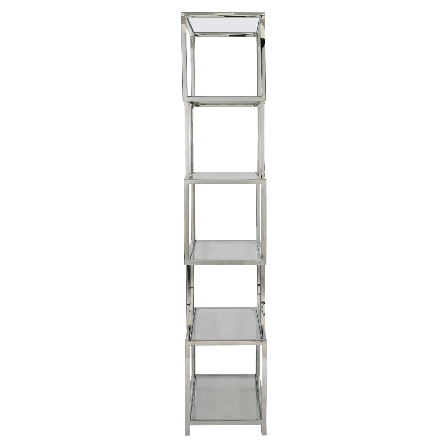 Kaley Polished Stainless Steel/Clear Etagere - Ornate Home