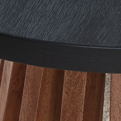 Kallari Warm Brown/Black Round End Table- Viva Furn