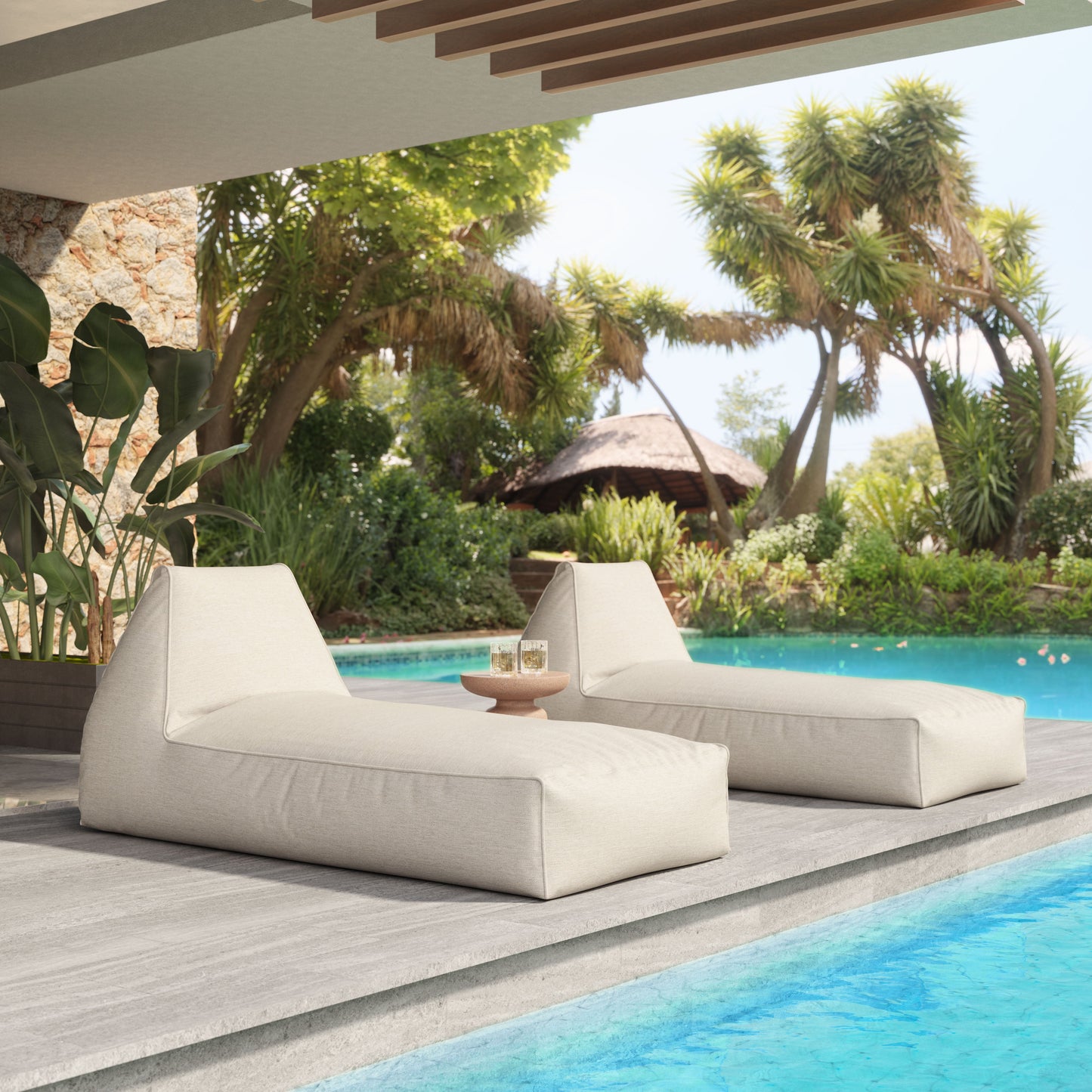 Kalm Beige Outdoor Chaise Lounge - Ornate Home