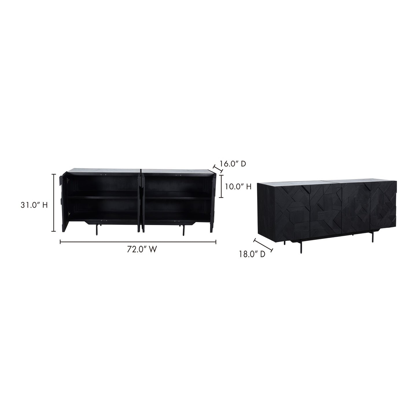 Kattan Black Sideboard - Ornate Home