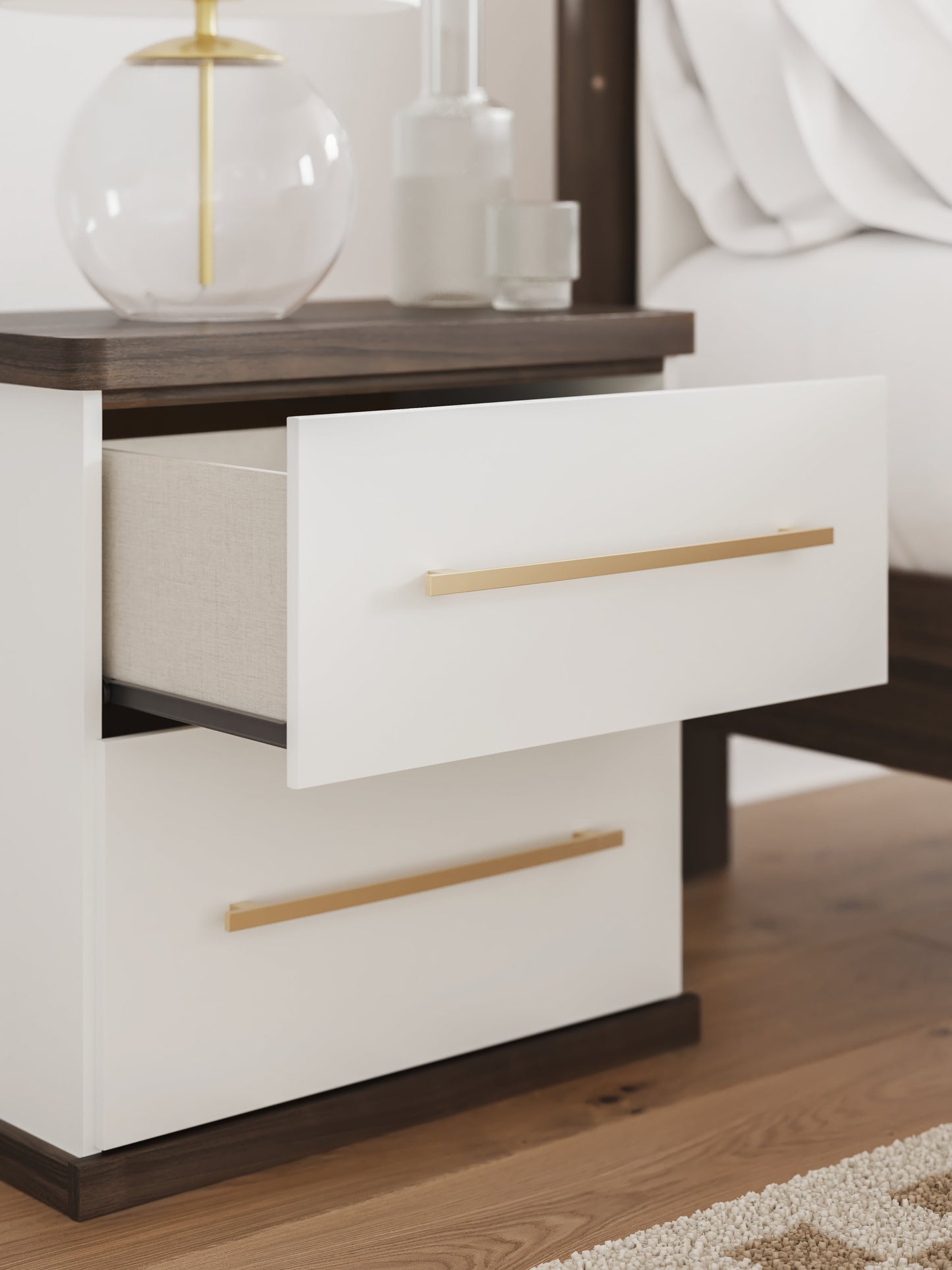 Kendanport Brown/White Two Drawer Night Stand- Viva Furn