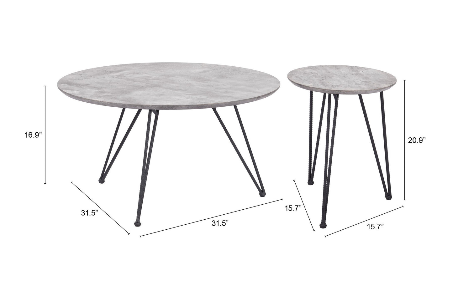 Kerris Gray & Black Coffee Table Set (2-Piece) - Ornate Home