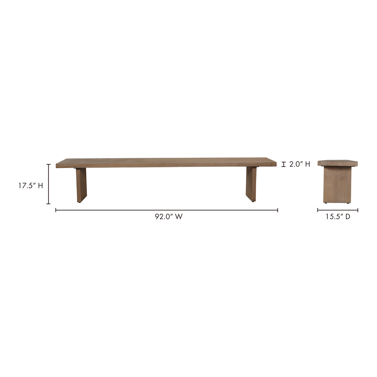 Koshi Sandblasted Amber Oak Bench - Ornate Home