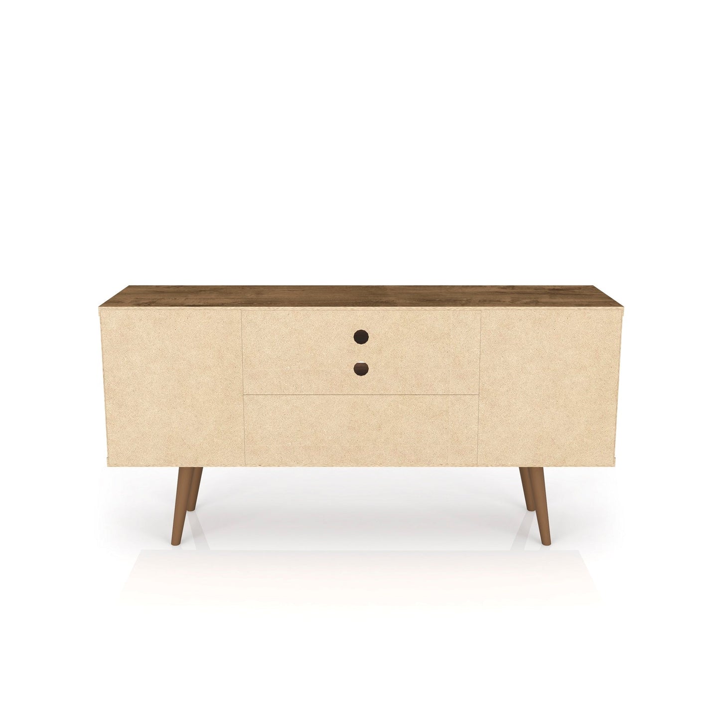 Liberty 53.14" Mid-Century Modern TV Stand in Rustic Brown and 3D Brown Prints - Ornate Home