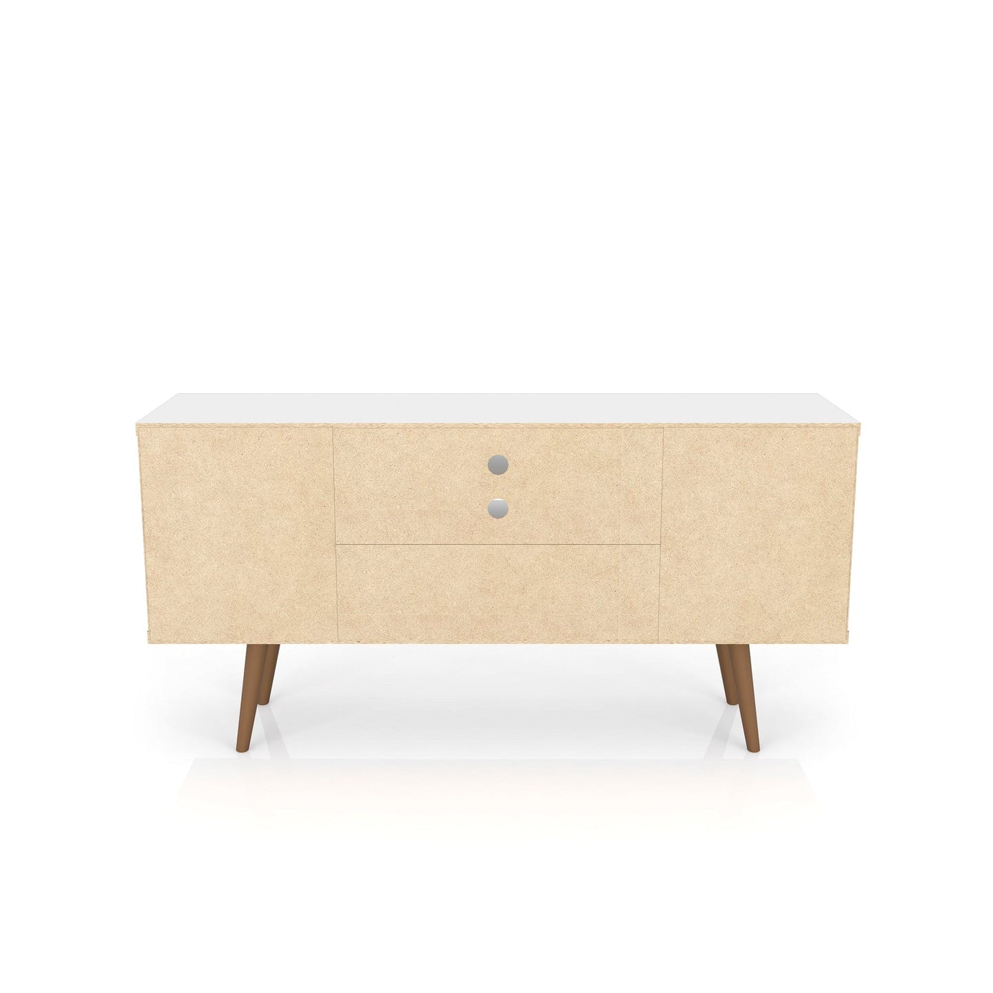 Liberty 53.14" Mid-Century Modern TV Stand in White and 3D Brown Prints - Ornate Home