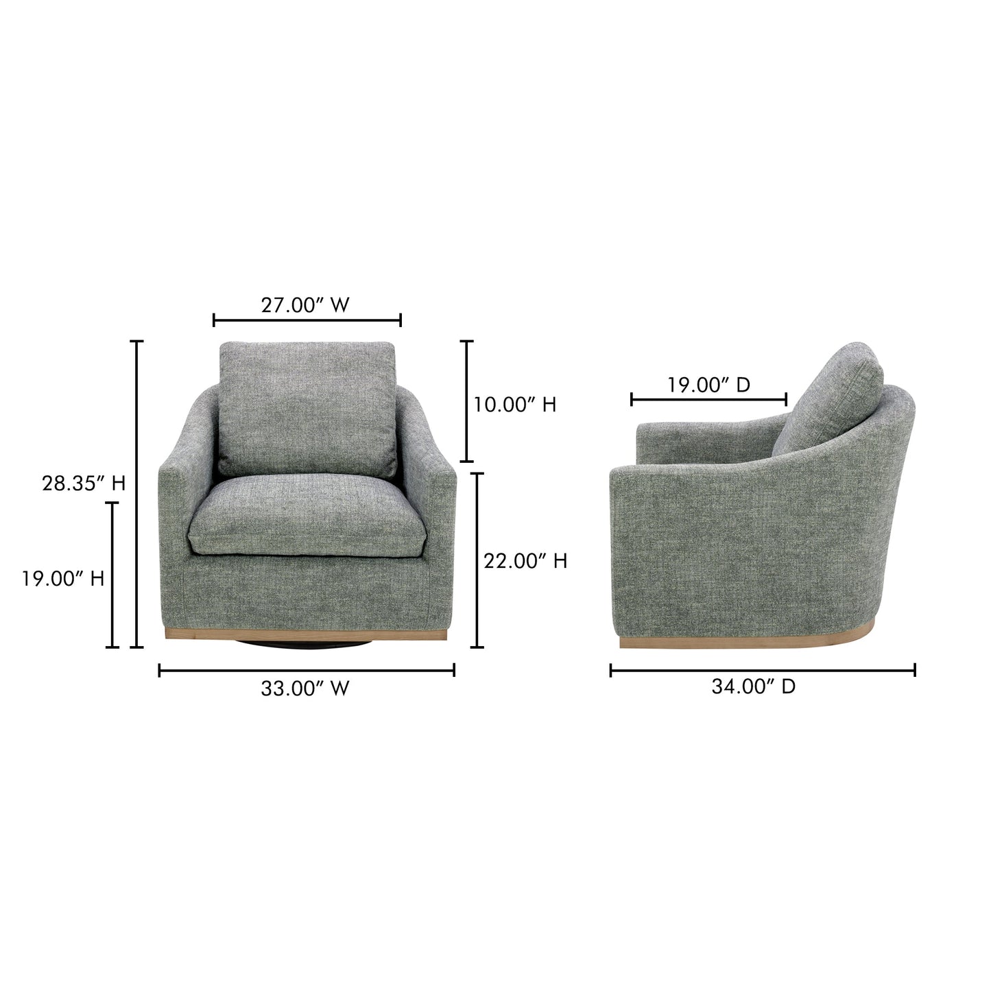 Linden Slated Moss Swivel Chair - Ornate Home