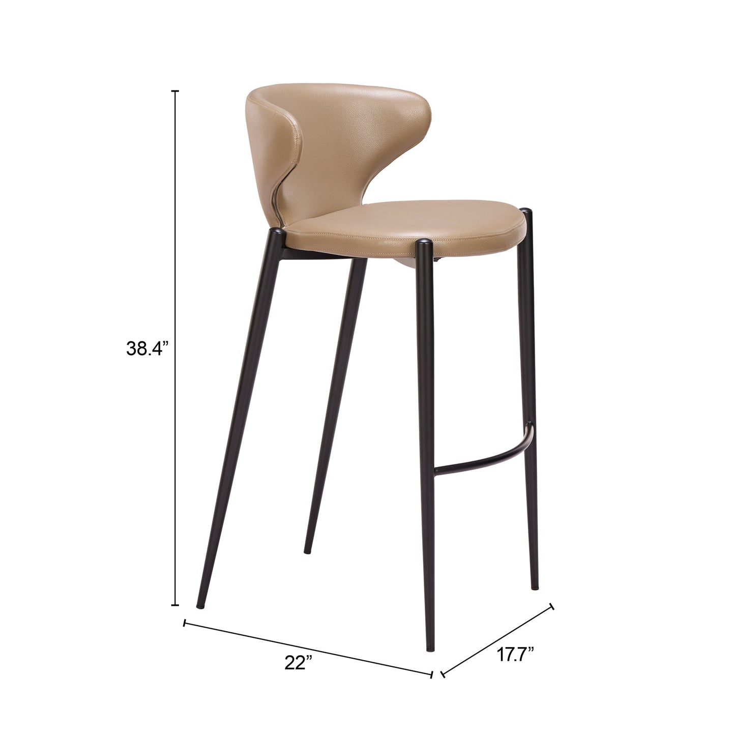Lino Taupe Barstool (Set of 2) - Ornate Home