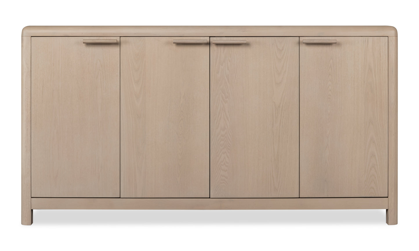 Liv Four Door Ash Wood Sideboard in White Sand - Ornate Home