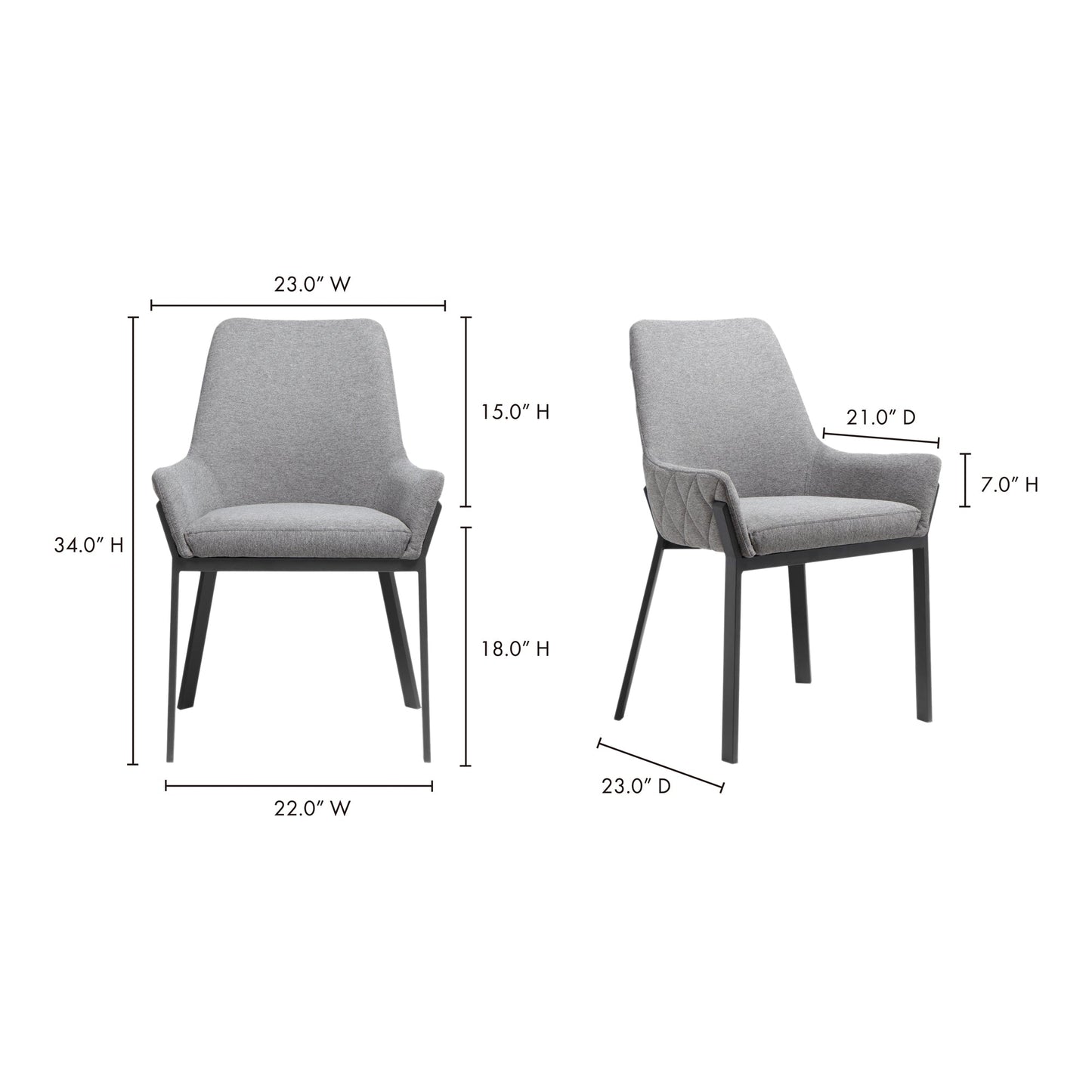 Lloyd Dark Grey Dining Chair (Set of 2) - Ornate Home