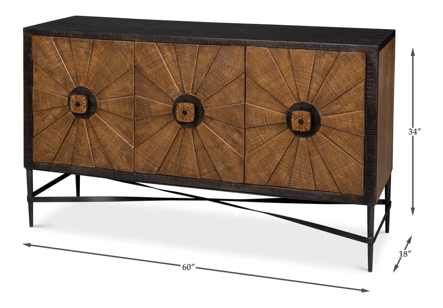 Luke Brown Three Door Sideboard - Ornate Home