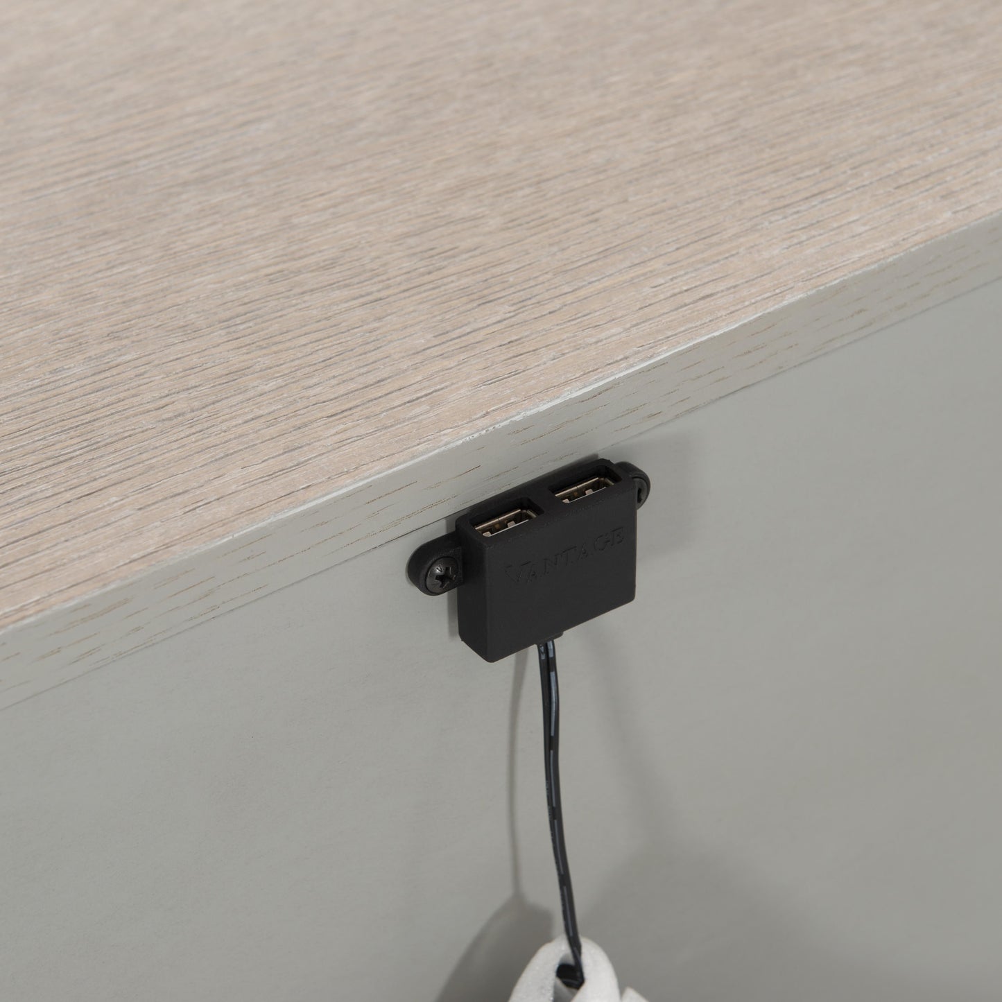 Lunula Sand Grey/Vellum/Flaxen Nightstand - Ornate Home