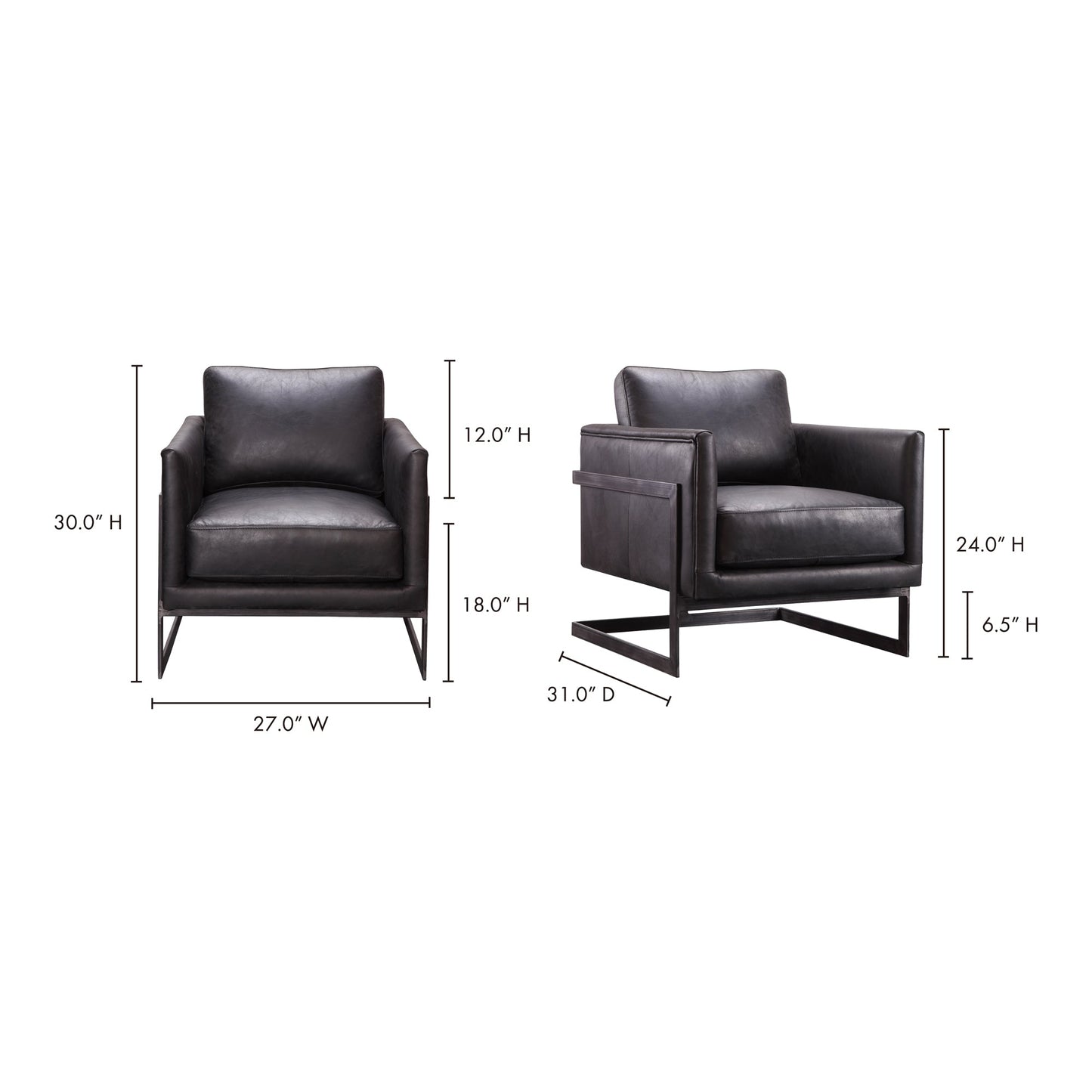 Luxley Black Club Chair - Ornate Home