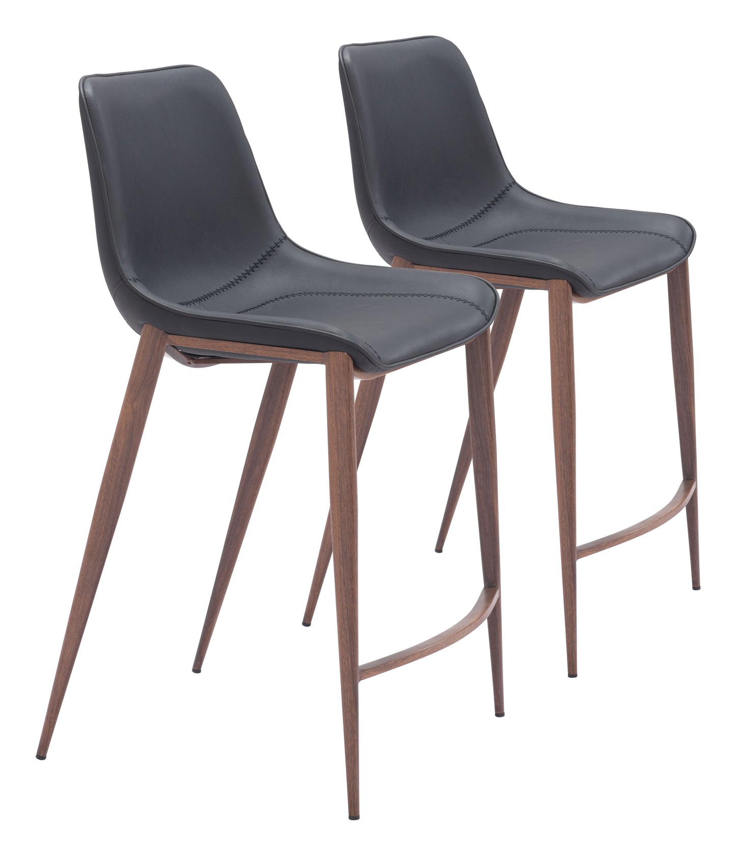 Magnus Black & Walnut Counter Stool (Set of 2) - Ornate Home