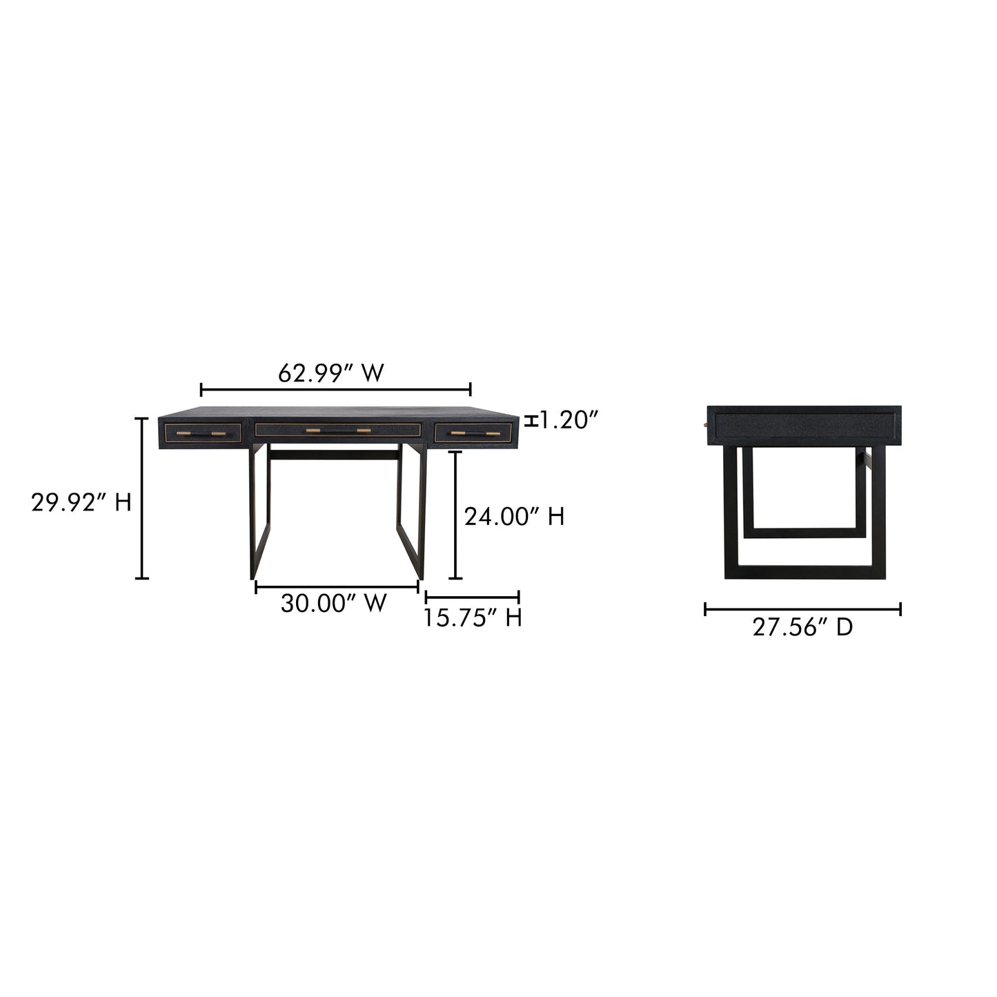 Mako Black Desk - Ornate Home