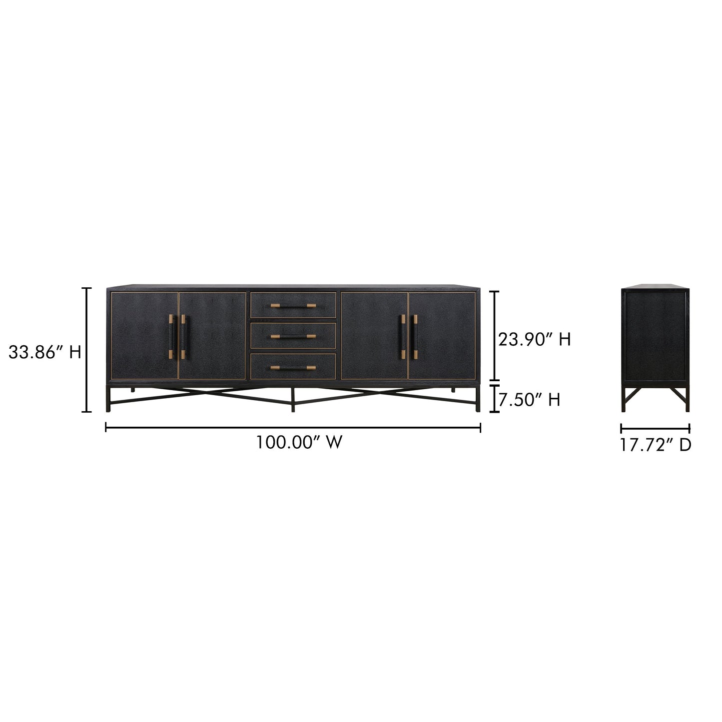 Mako Black Large Sideboard - Ornate Home
