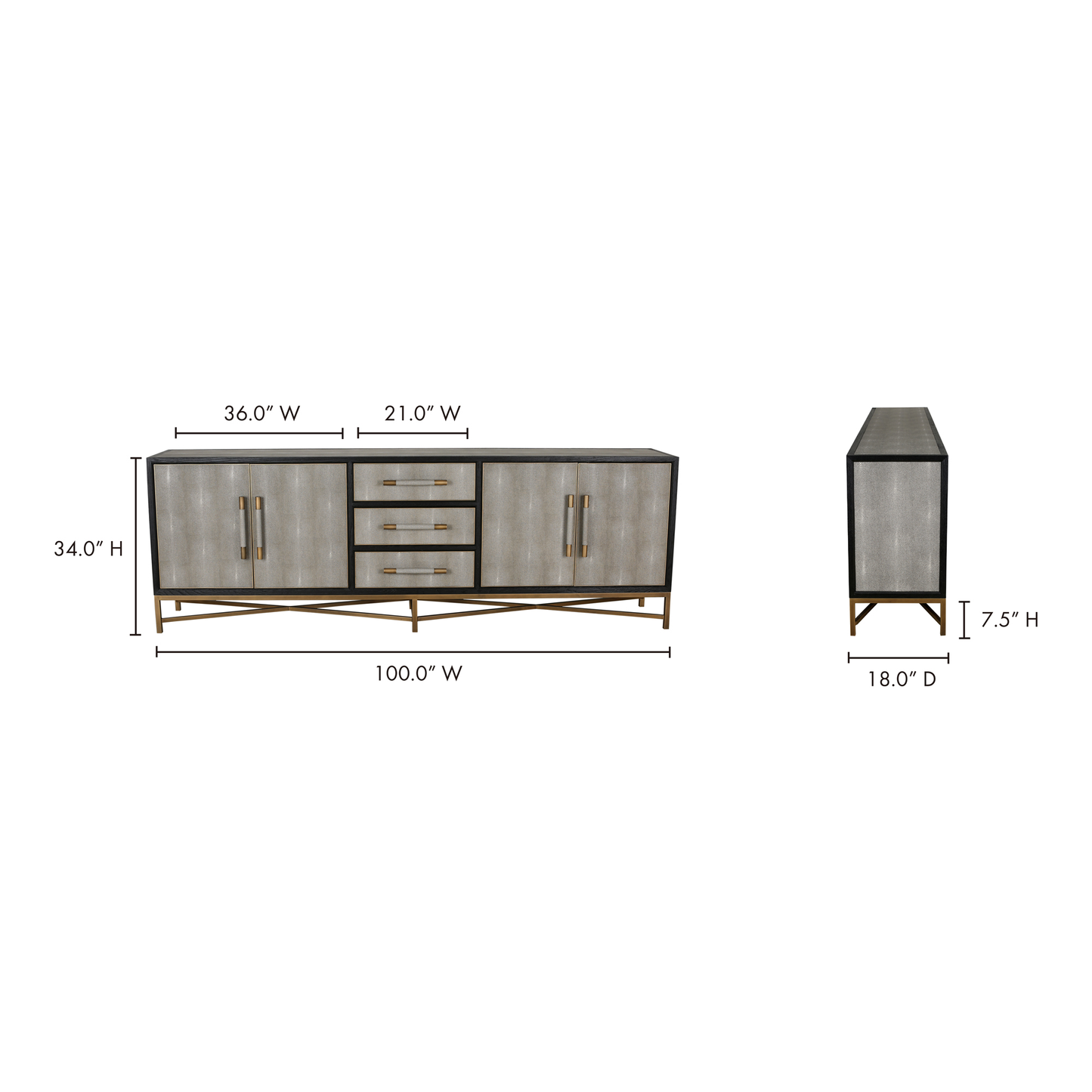 Mako Grey Large Sideboard - Ornate Home