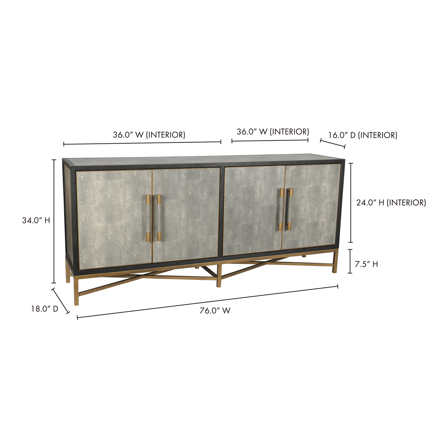 Mako Grey Small Sideboard - Ornate Home