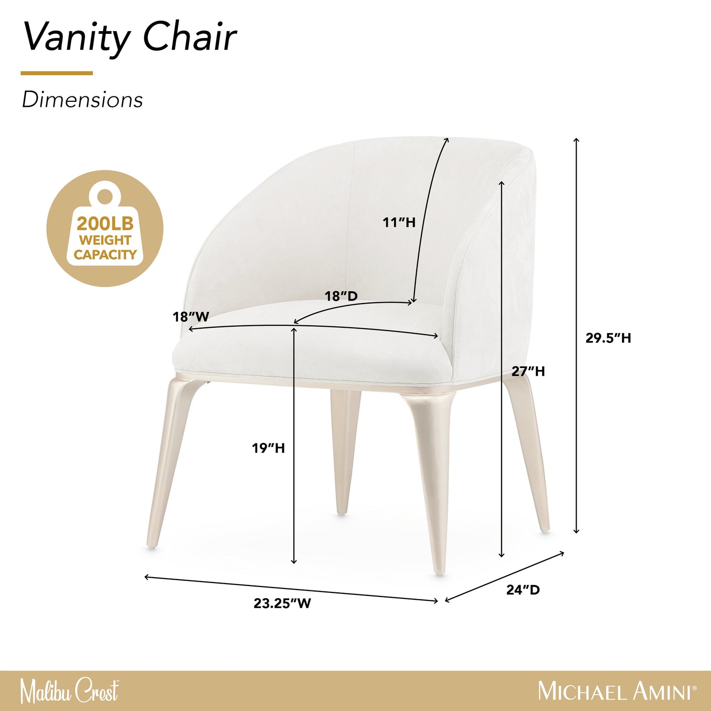 Malibu Crest Chardonnay/Doeskin Vanity Chair - Ornate Home