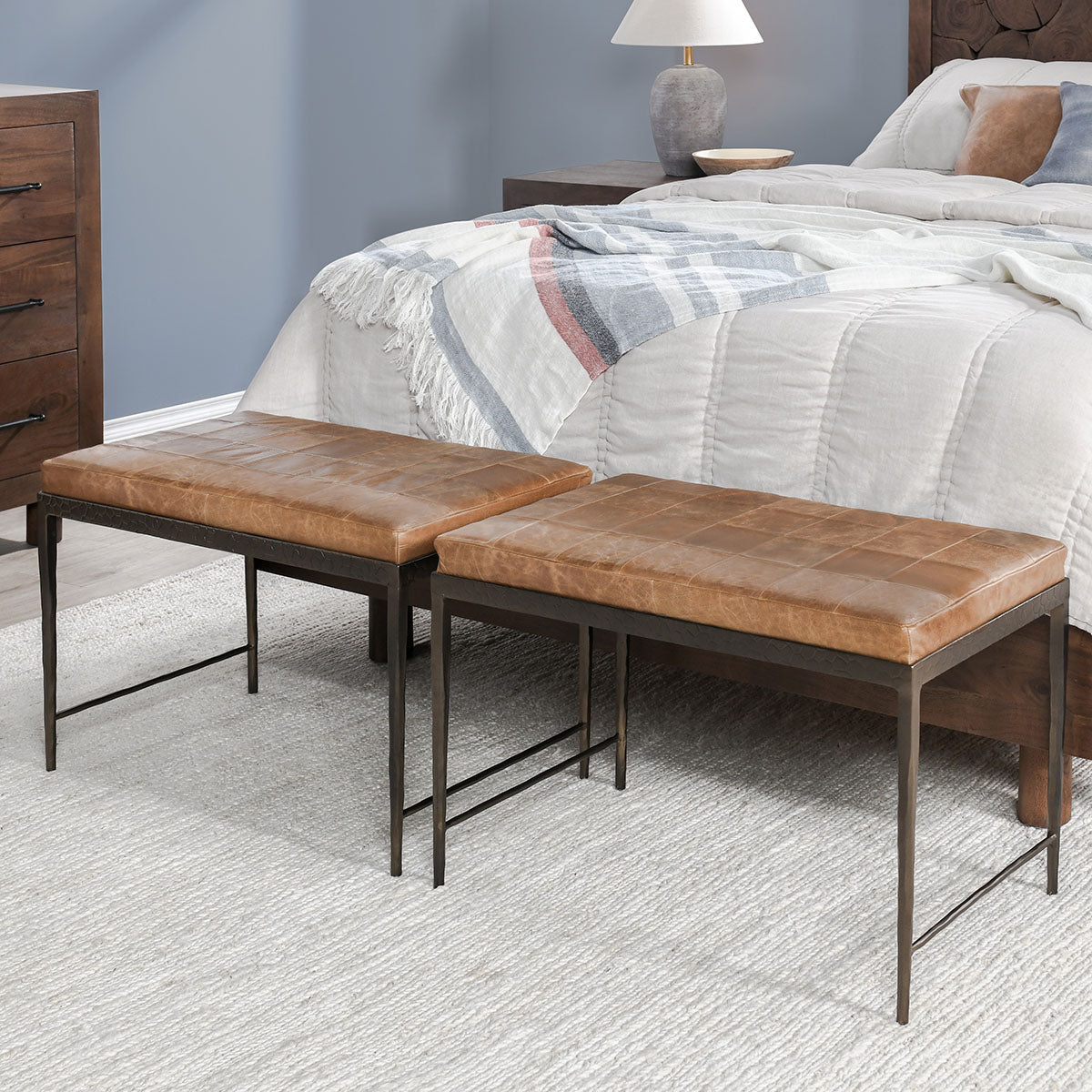 Malo Chestnut Brown Leather Bench - Ornate Home