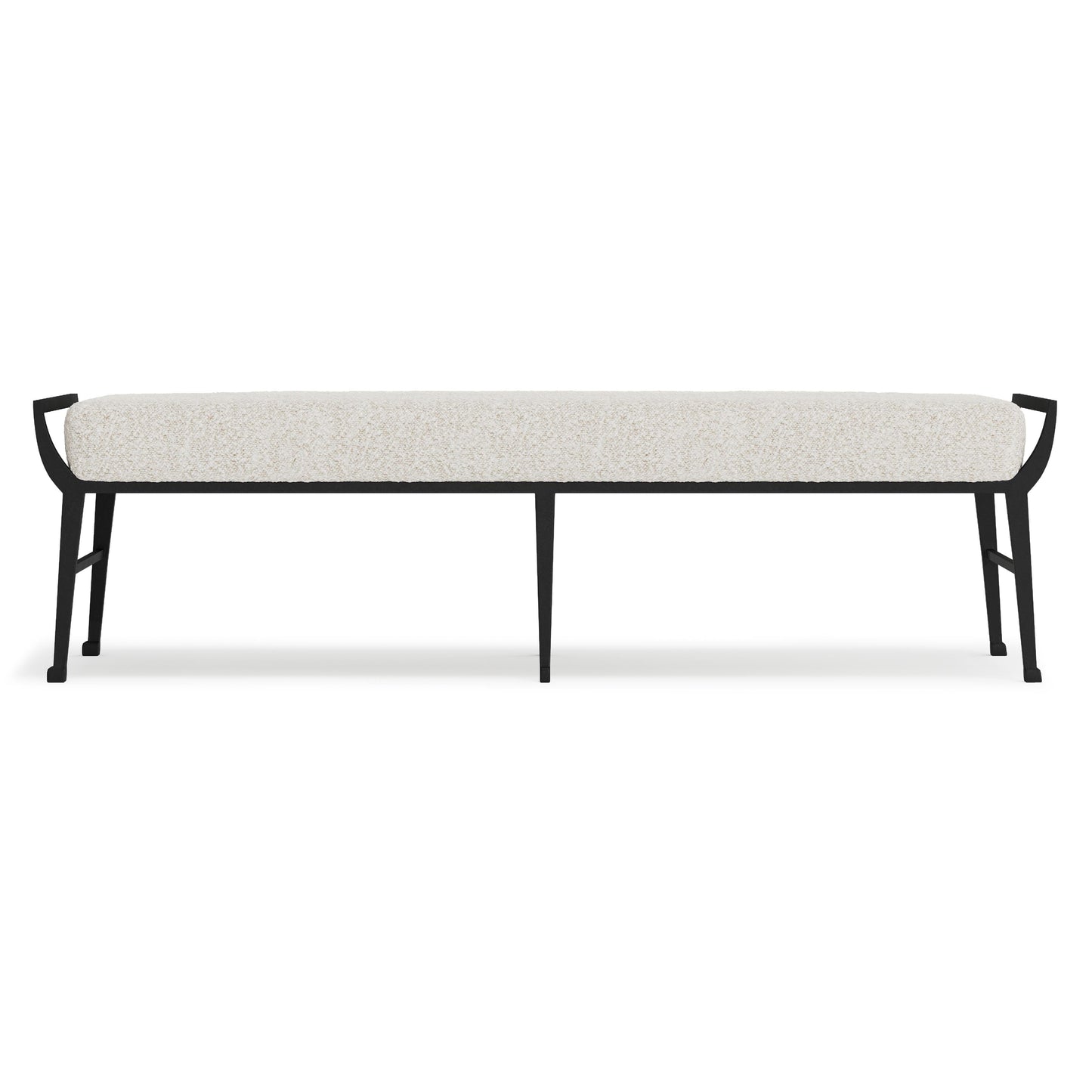 Mansfield White/Cream/Black Fabric Bench - Ornate Home
